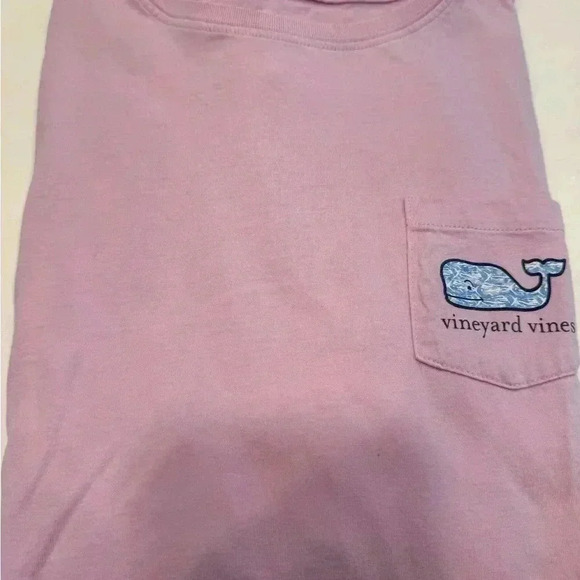 Vineyard vines women’s long sleeve tee shirt. Pink with a front pocket Sz XS - Picture 8 of 9
